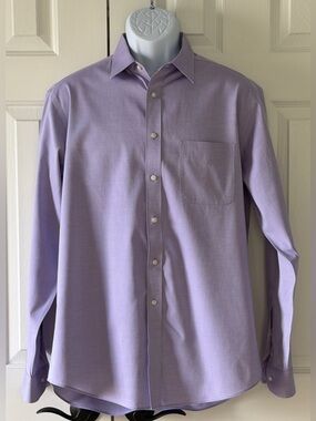 Jos. A. Bank Traveler Slim Fit Lavender Dress Shirt 16.5-35 100% Cotton